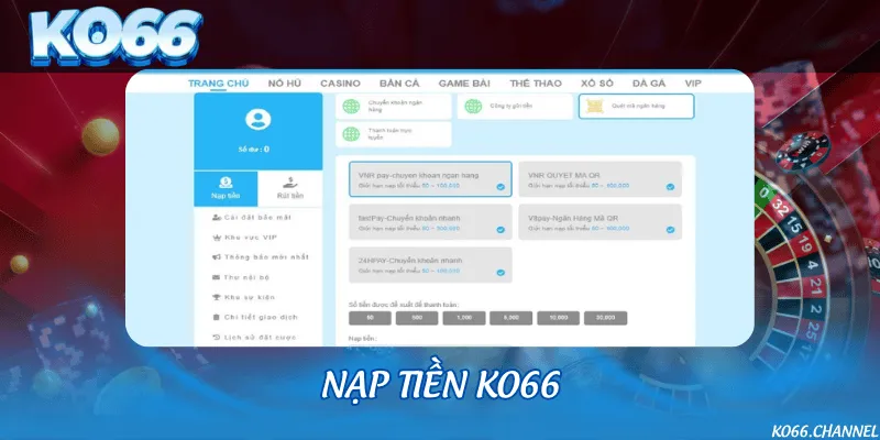 Nạp tiền KO66